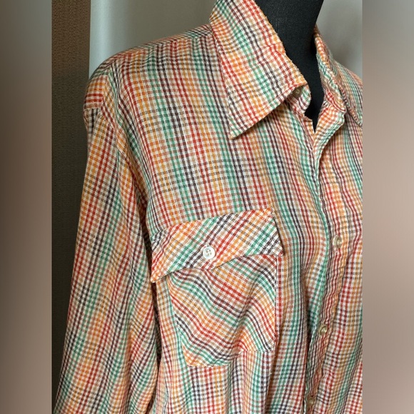 Levi’s vintage rainbow seersucker button down size XL - Picture 5 of 6